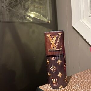 Brown&Gold luxury bag styled design 20 oz stainless steel tumbler NWT